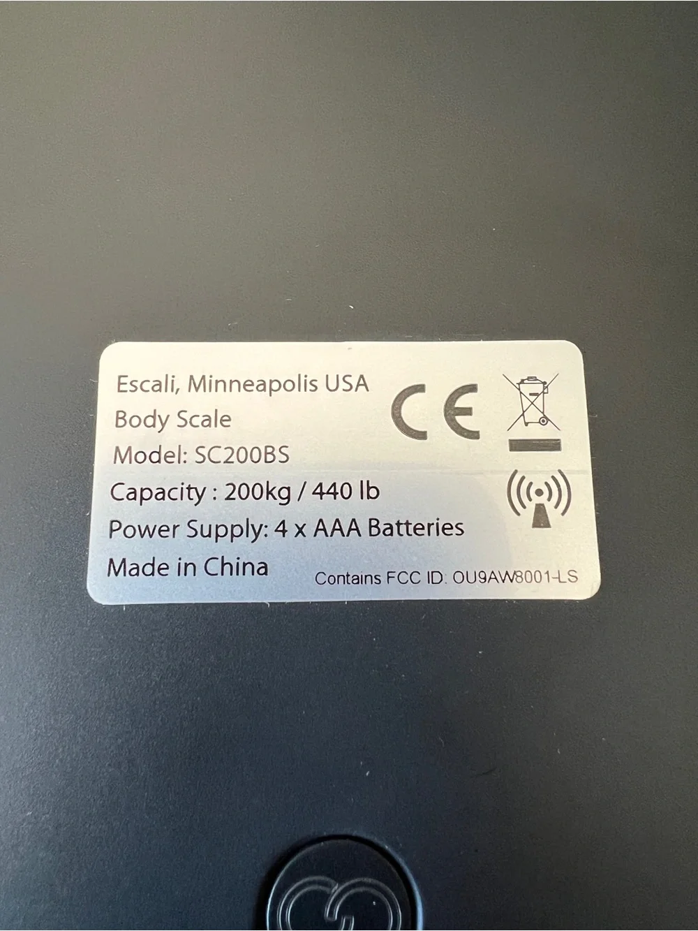 Escali SC200BS SmartConnect Digital Bathroom Body Scale - Picture 7 of 8